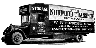 A truck used by The Norwood Transfer Company ca. 1928